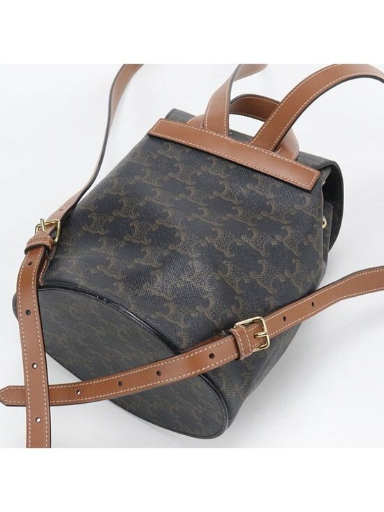 Celine Bonnie Triomphe Canvas Backpack Leather